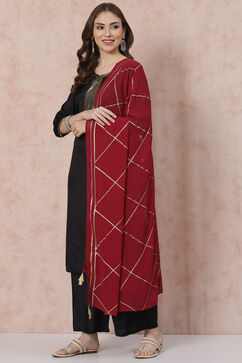 Black Viscose Straight Suit Set image number 5